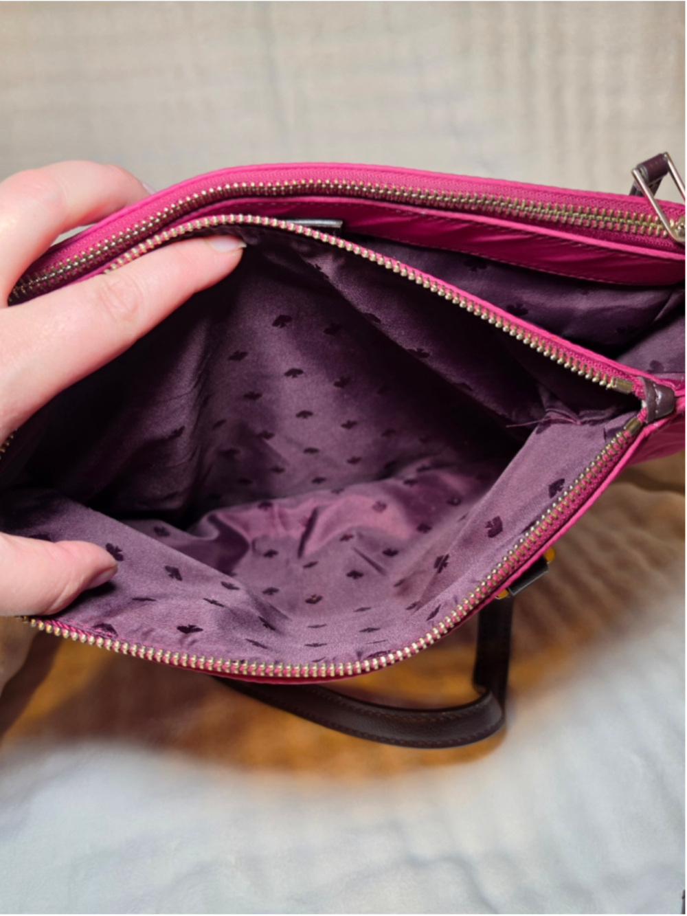 Kate Spade Nylon Shoulder Bag with optional Crossbody Strap
Burgundy and Black - Picture 11 of 12